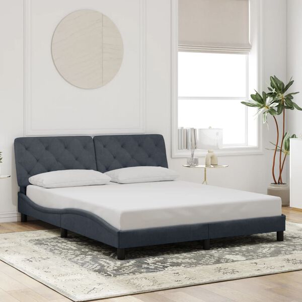 vidaXL Cadre de lit avec LED sans matelas gris fonc&eacute; 152x203 cm velours