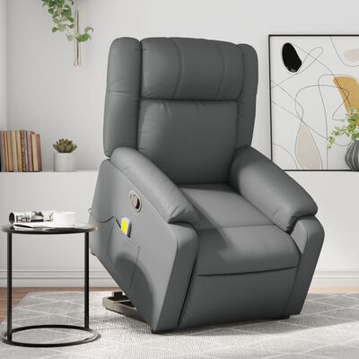 vidaXL Fauteuil inclinable de massage gris similicuir