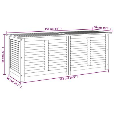 vidaXL Boîte de rangement de jardin persiennes 150x50x56cm bois acacia