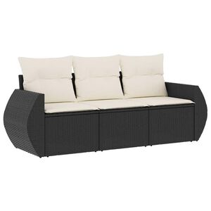 vidaXL Salon de jardin 3 pcs avec coussins noir r&eacute;sine tress&eacute;e