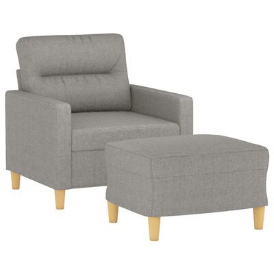 vidaXL Fauteuil avec repose-pied Gris clair 60 cm Tissu