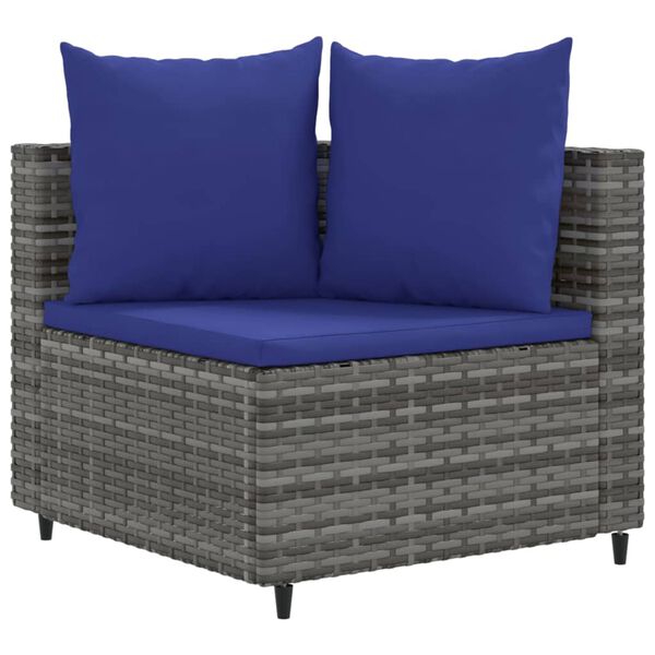 vidaXL Salon de jardin 4 pcs avec coussins gris r&eacute;sine tress&eacute;e