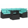 vidaXL Ensemble de canap&eacute; de jardin 6 pcs Noir et Bleu polyrotin