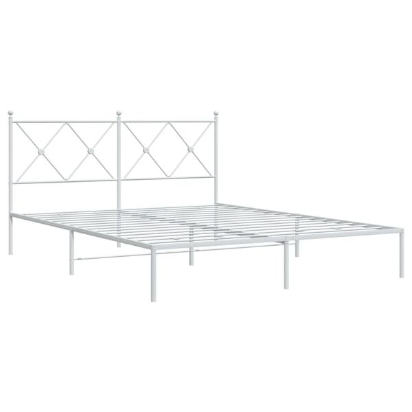 vidaXL Cadre de lit métal sans matelas et tête de lit blanc 150x200 cm