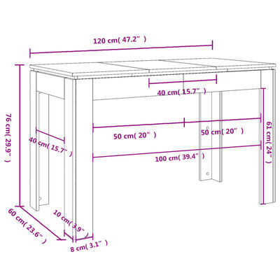 vidaXL Table à manger Blanc brillant 120x60x76 cm Bois d'ingénierie