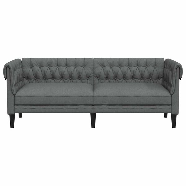 vidaXL Canap&eacute; Chesterfield 3 places gris fonc&eacute; tissu