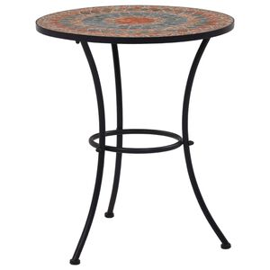 vidaXL Table de bistro mosa&iuml;que Orange/gris 60 cm C&eacute;ramique