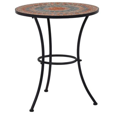 vidaXL Table de bistro mosaïque Orange/gris 60 cm Céramique