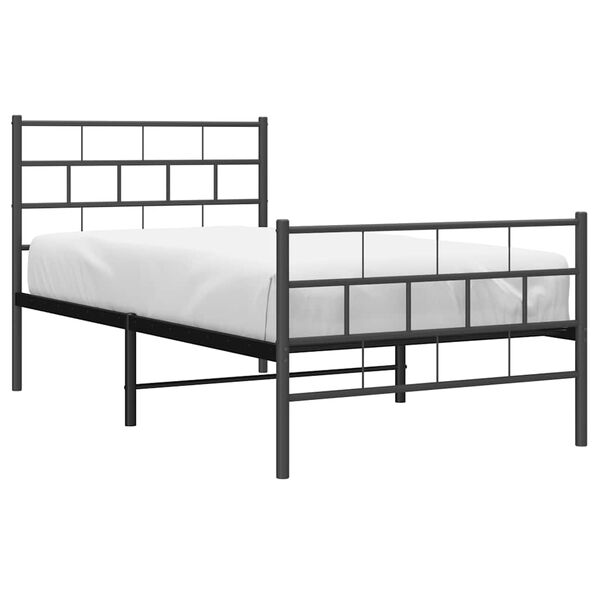 vidaXL Cadre de lit m&eacute;tal sans matelas et pied de lit noir 100x200 cm
