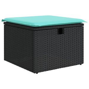 vidaXL Tabouret de jardin avec coussin noir 55x55x37 cm r&eacute;sine tress&eacute;e