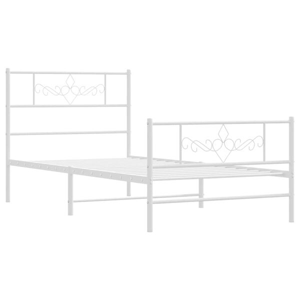 vidaXL Cadre de lit métal sans matelas et pied de lit blanc 100x200 cm