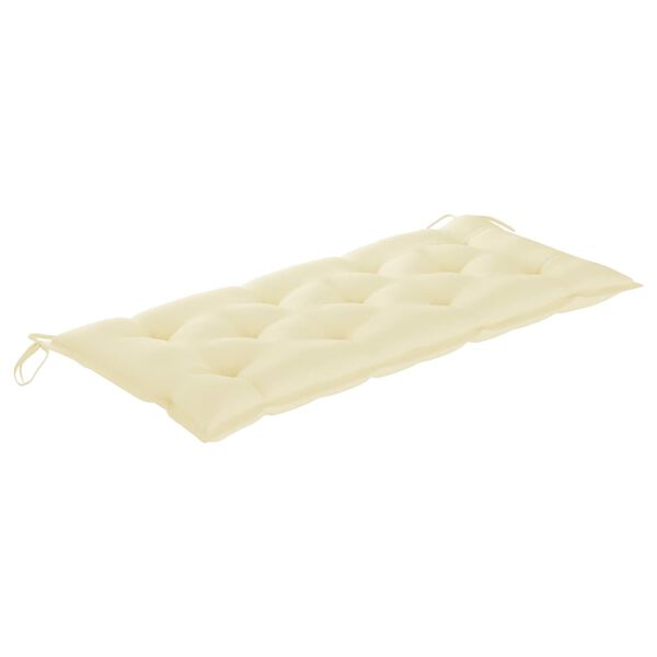 vidaXL Balancelle avec coussin blanc cr&egrave;me 120 cm Bois de teck solide