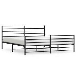 vidaXL Cadre de lit m&eacute;tal sans matelas avec pied de lit noir 183x213cm