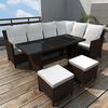 vidaXL Salon de jardin 4 pcs avec coussins R&eacute;sine tress&eacute;e Marron