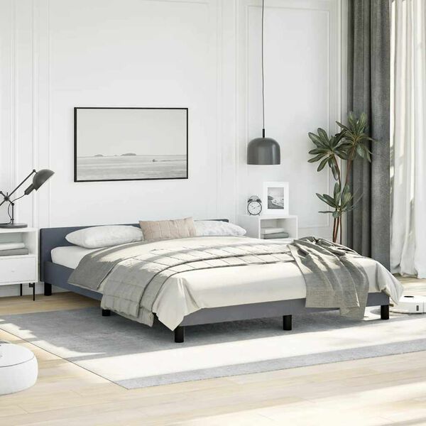 vidaXL Cadre de lit sans matelas gris foncé queen velours