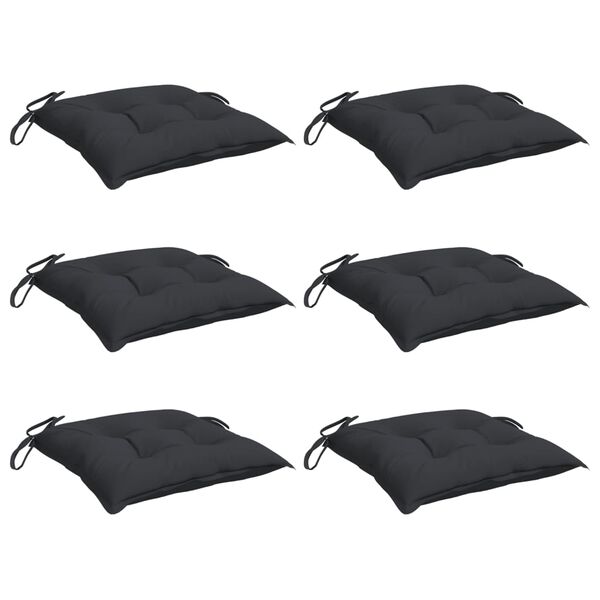 vidaXL Coussins de chaise lot de 6 noir 40x40x7 cm tissu oxford