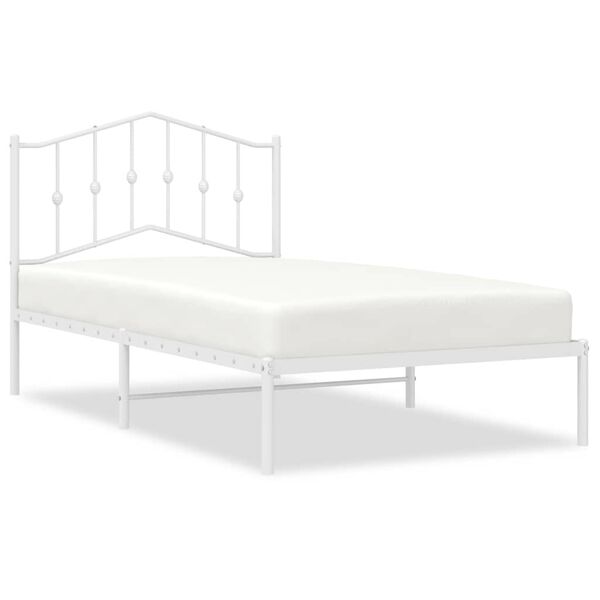 vidaXL Cadre de lit m&eacute;tal sans matelas et t&ecirc;te de lit blanc 100x190 cm