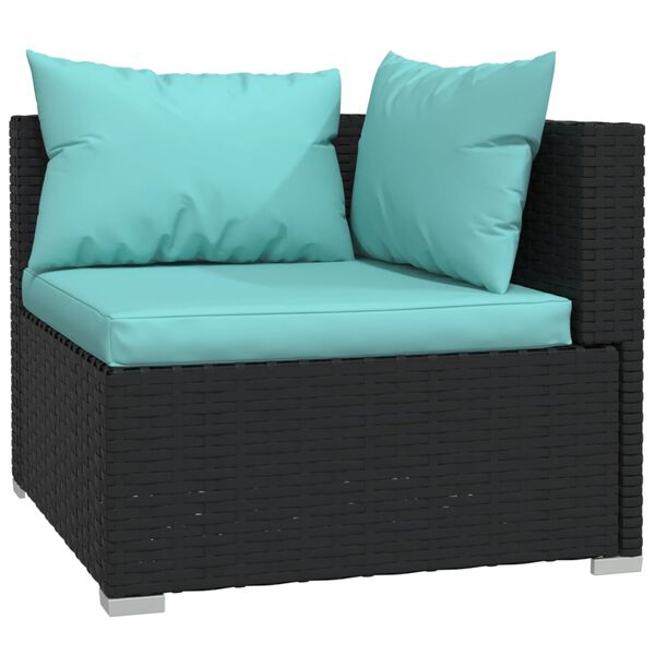 vidaXL Salon de jardin 8 pcs avec coussins R&eacute;sine tress&eacute;e Noir