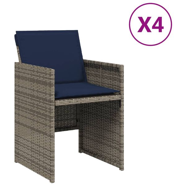 vidaXL Chaises de jardin avec coussins lot de 4 gris r&eacute;sine tress&eacute;e