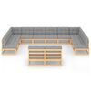 vidaXL Salon de jardin 12 pcs avec coussins Bois de pin massif