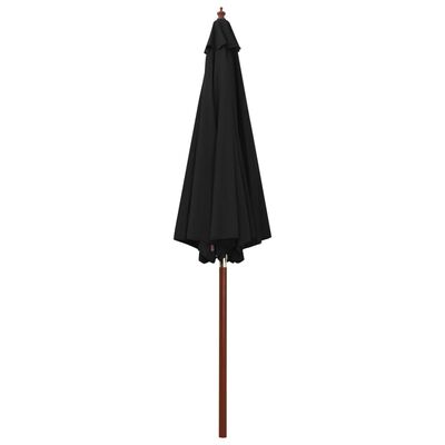 vidaXL Parasol avec mât en bois 300x258 cm Noir