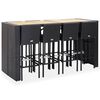 vidaXL Ensemble de bar d'ext&eacute;rieur 9 pcs R&eacute;sine tress&eacute;e et acacia Noir