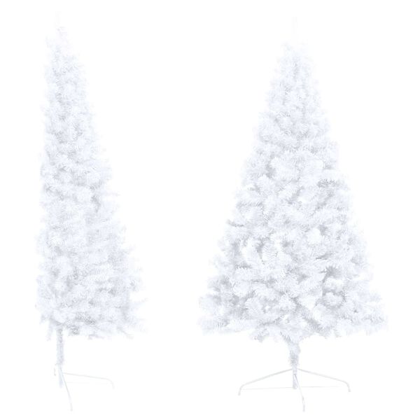vidaXL Sapin de Noël artificiel pré-éclairé moitié/support blanc 120cm