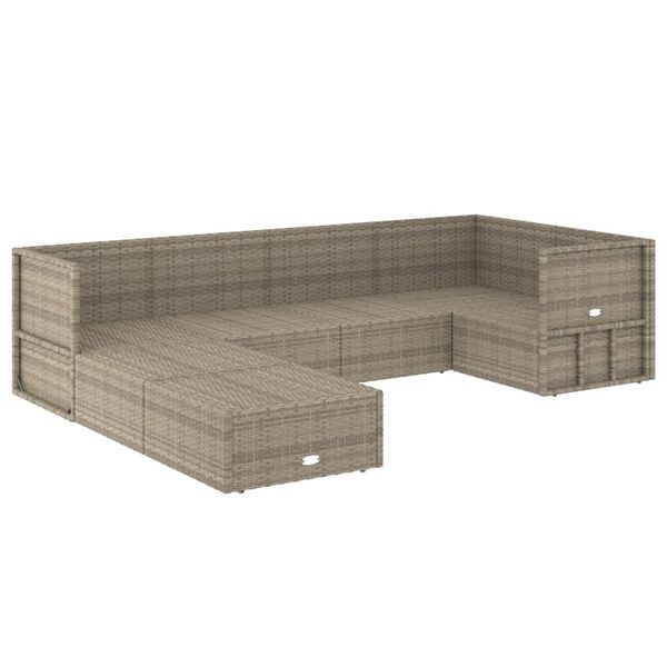 vidaXL Salon de jardin 7 pcs avec coussins Gris R&eacute;sine tress&eacute;e