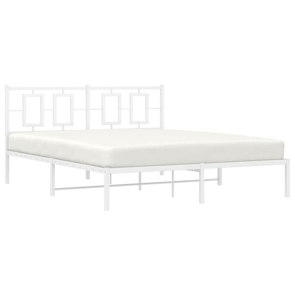 vidaXL Cadre de lit m&eacute;tal sans matelas et t&ecirc;te de lit blanc 150x200 cm