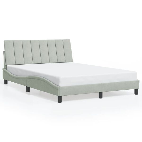 vidaXL Cadre de lit sans matelas Hanko gris clair 137x190 cm velours