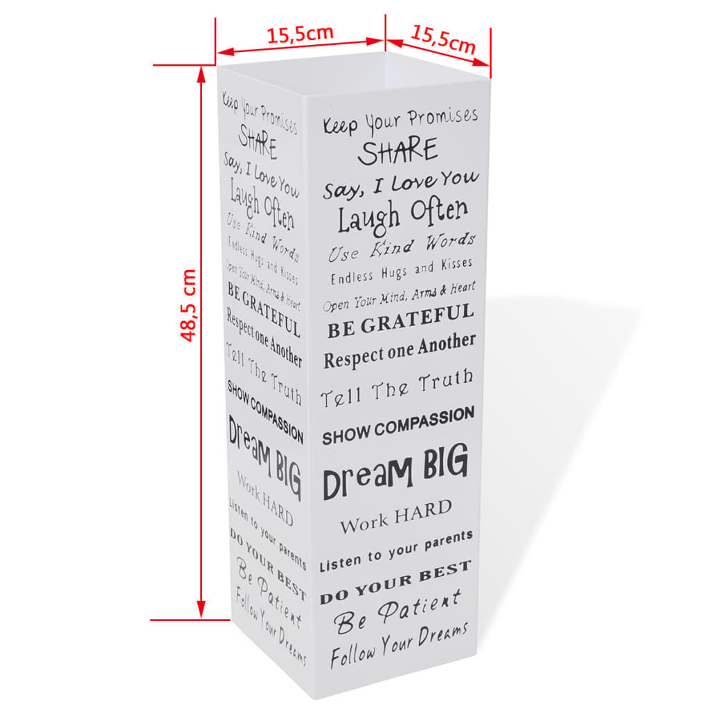 Blanc Carré Porte-parapluie Stockage pour cannes bâtons Acier 48,5 cm