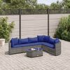 vidaXL Salon de jardin avec coussins 7 pcs gris r&eacute;sine tress&eacute;e