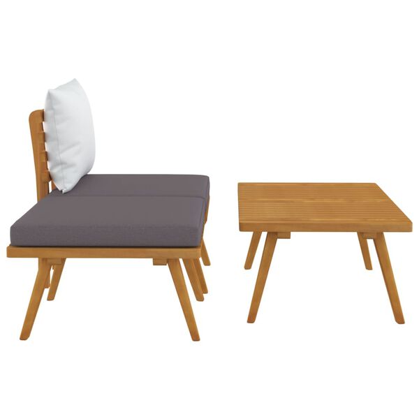 vidaXL Salon de jardin 3 pcs avec coussins Bois d'acacia massif