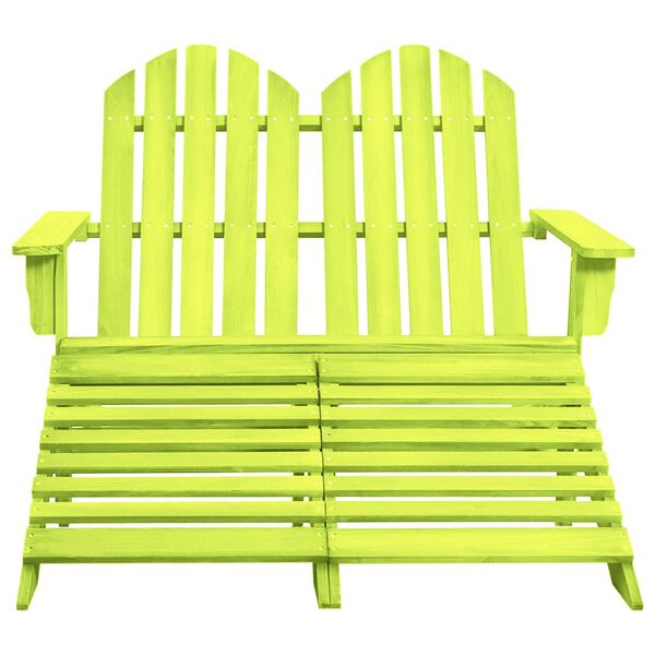 vidaXL Chaise de jardin Adirondack 2 places et pouf sapin massif vert