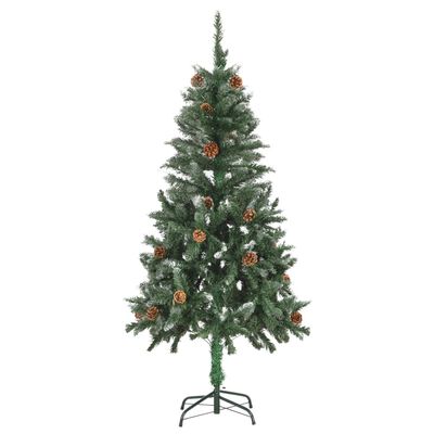 vidaXL Sapin de Noël avec pommes de pin et paillettes blanches 150 cm