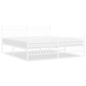 vidaXL Cadre de lit métal sans matelas et pied de lit blanc 183x213 cm