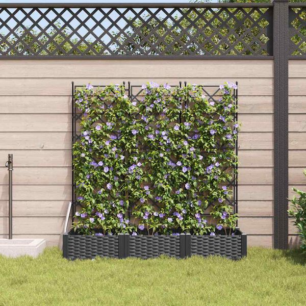 vidaXL Cache-pot de jardin 3 pcs Noir 120 x 40 x 125,5 cm Plastique