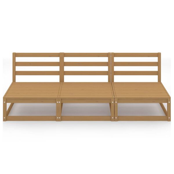 vidaXL Canap&eacute; &agrave; 3 places de jardin Marron miel Bois de pin solide