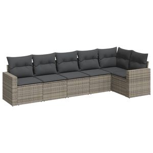 vidaXL Salon de jardin 6 pcs avec coussins gris r&eacute;sine tress&eacute;e