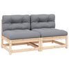 vidaXL Canap&eacute;s centraux de jardin coussins gris2pcs Bois de pin massif