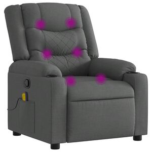 vidaXL Fauteuil inclinable de massage gris fonc&eacute; tissu