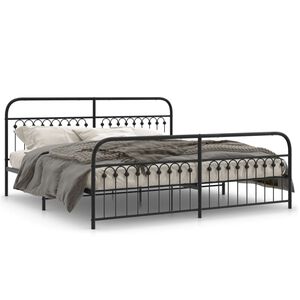 vidaXL Cadre de lit m&eacute;tal sans matelas avec pied de lit noir 193x203cm