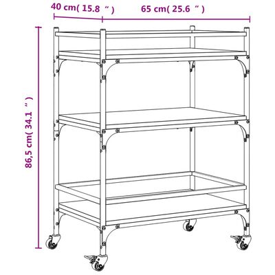 vidaXL Chariot de cuisine noir 65x40x86,5 cm bois d'ingénierie