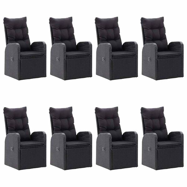 vidaXL Ensemble &agrave; manger de jardin 9 pcs Noir