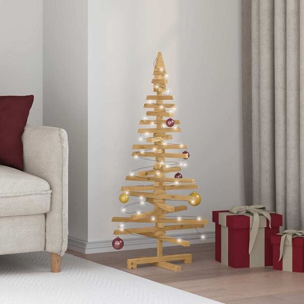 vidaXL Arbre de No&euml;l en bois Marron 120 cm Bois massif en pin