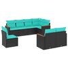 vidaXL Salon de jardin 8 pcs avec coussins noir r&eacute;sine tress&eacute;e