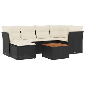 vidaXL Salon de jardin 7 pcs avec coussins noir r&eacute;sine tress&eacute;e