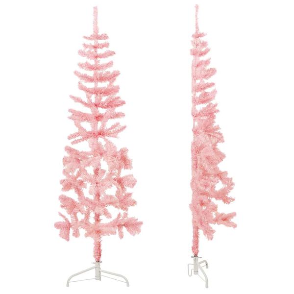 vidaXL Demi sapin de No&euml;l artificiel mince avec support Rose 120 cm