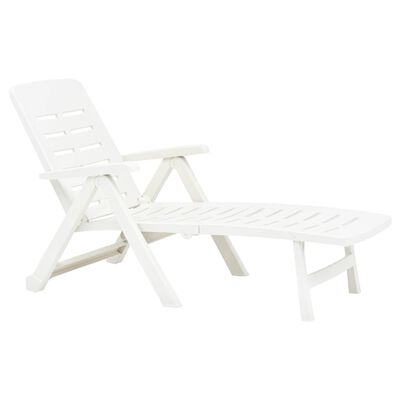 vidaXL Chaise longue pliable Plastique Blanc