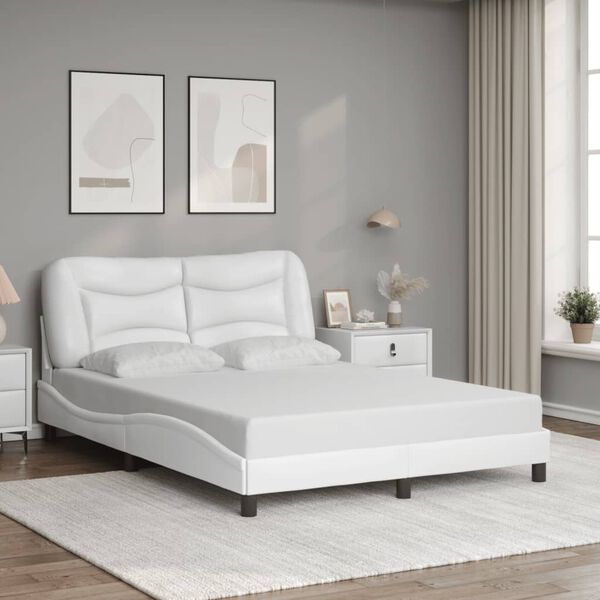 vidaXL Cadre de lit sans matelas Hvar blanc 137x190 cm similicuir